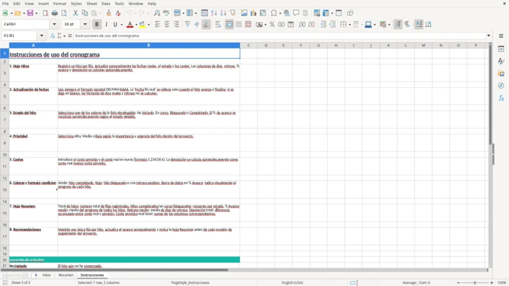 Instrucciones – Cronograma de hitos de proyecto Excel – Plantilla gratis (2026)