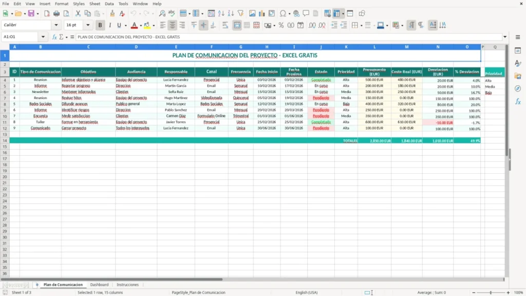 Plan de Comunicacion – Plan comunicación Excel – Plantilla gratis (2026)