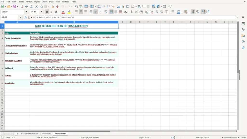 Instrucciones – Plan comunicación Excel – Plantilla gratis (2026)