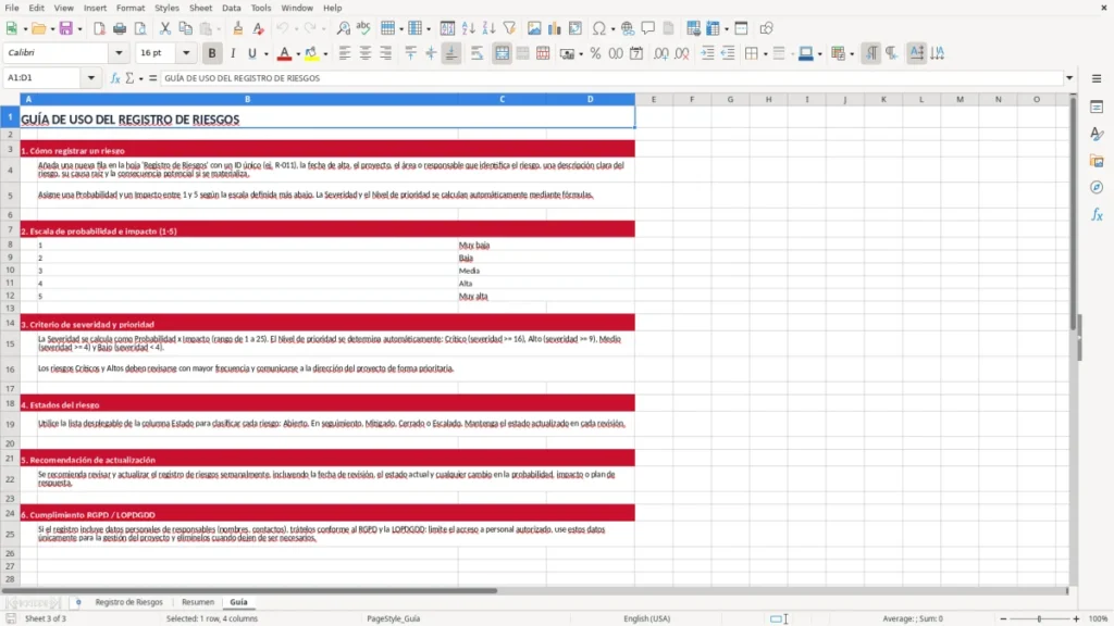 Guía – Registro de riesgos de proyecto Excel – Plantilla gratis (2026)