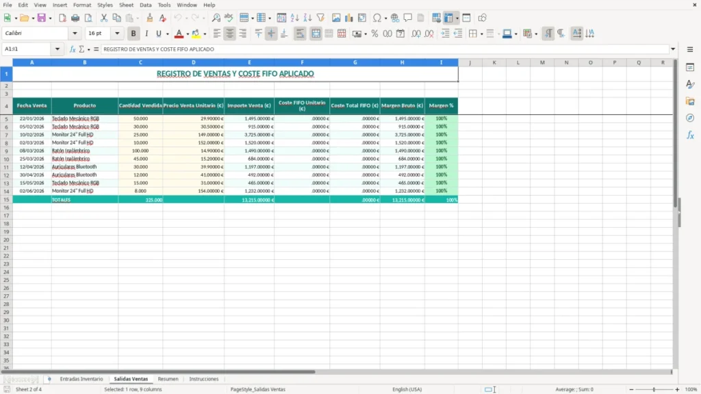 Salidas Ventas – Valoración FIFO Excel – Plantilla gratis (2026)