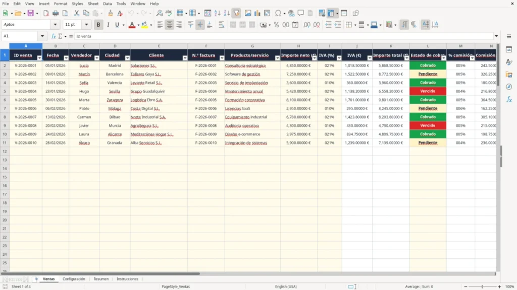 Ventas – Comisiones vendedores Excel – Plantilla gratis (2026)