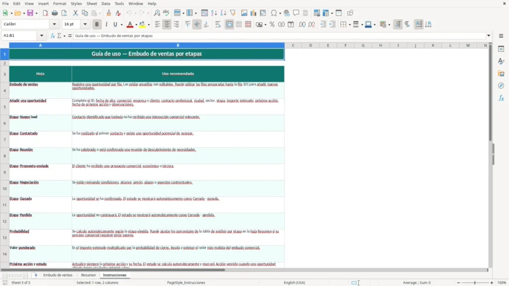 Instrucciones – Embudo ventas Excel – Plantilla gratis (2026)