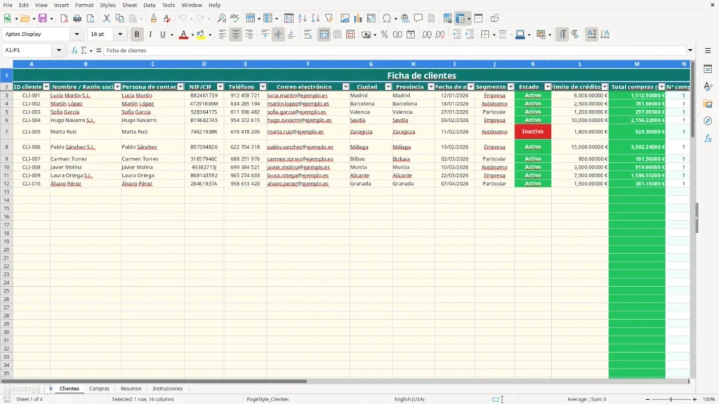 Clientes – Ficha cliente Excel – Plantilla gratis (2026)