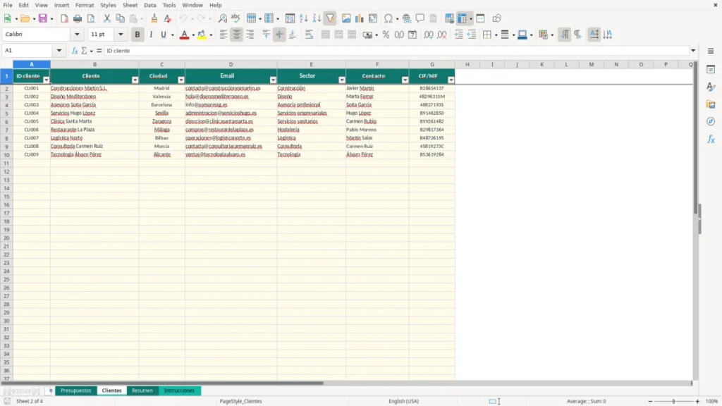 Clientes – Presupuestos enviados Excel – Plantilla gratis (2026)
